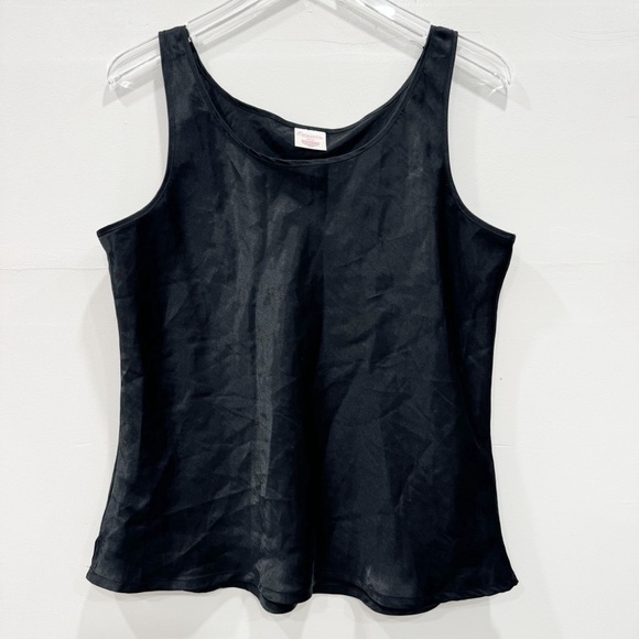 Enchanting Black Flowy Tank Top Satin Large 14/16 - Picture 1 of 6